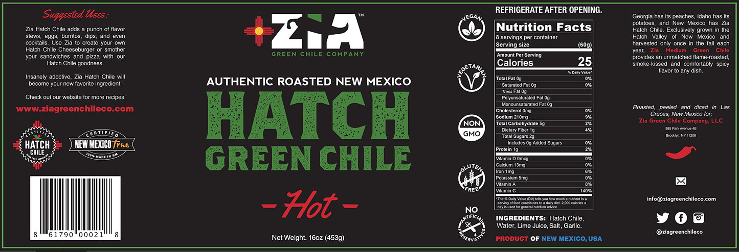 Original New Mexico Hatch Green Chile By Zia Green Chile Company - Delicious Flame-Roasted, Peeled & Diced Southwestern Certified Green Peppers For Salsas, Stews & More, Vegan & Gluten-Free - 6 Pack