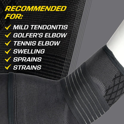 FUTURO™ Premium Compression Elbow Sleeve, with Wrap-Around Strap and Two Gel Pressure Pads, for Mild Tendonitis, Golfer’s Elbow, Tennis Elbow, Swelling, Sprains, and Strains, Large/XLarge