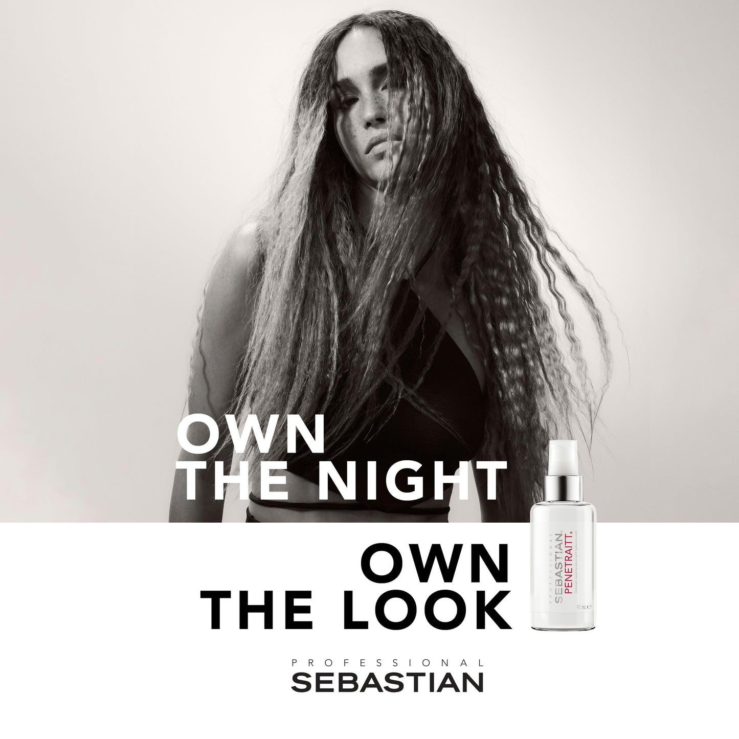 Sebastian Professional Penetraitt Overnight Repair Serum with Hyaluronic Acid & Niacinamide | Moisturizing Leave-in Treatment for Dry, Damaged Hair | 3.2 fl oz