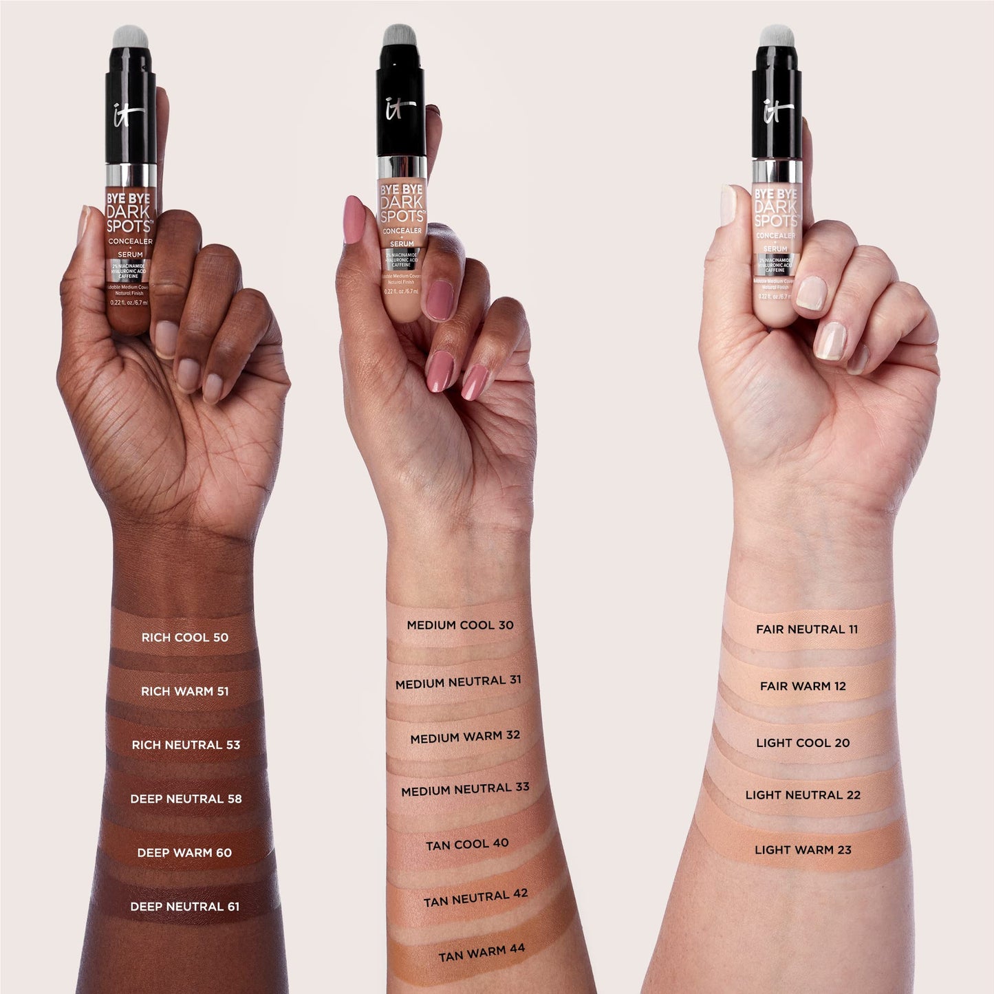 IT Cosmetics Bye Bye Dark Spots Concealer + Brightening Serum – 2% Niacinamide, Hyaluronic Acid & Caffeine - Medium Coverage, Natural Finish, All Skin Types - 0.22 fl oz