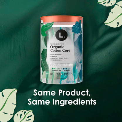 L. Cotton Tampons Light/Regular Absorbency Multipack, Contains an Organic Cotton Core, Made Without Synthetic Pesticides, or Fragrances, 84 Count (2 Packs of 42)