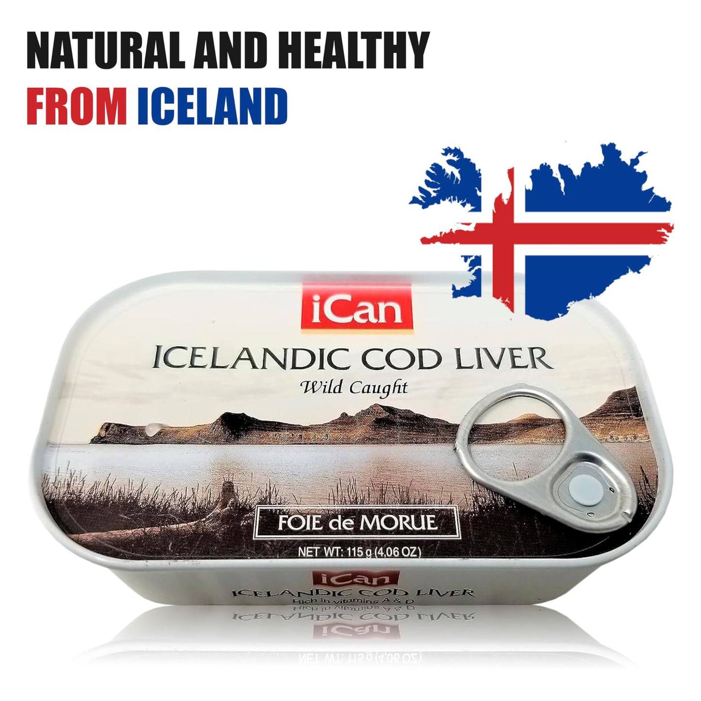 Ican Icelandic Wild Cod Liver Product of Iceland 4.06oz