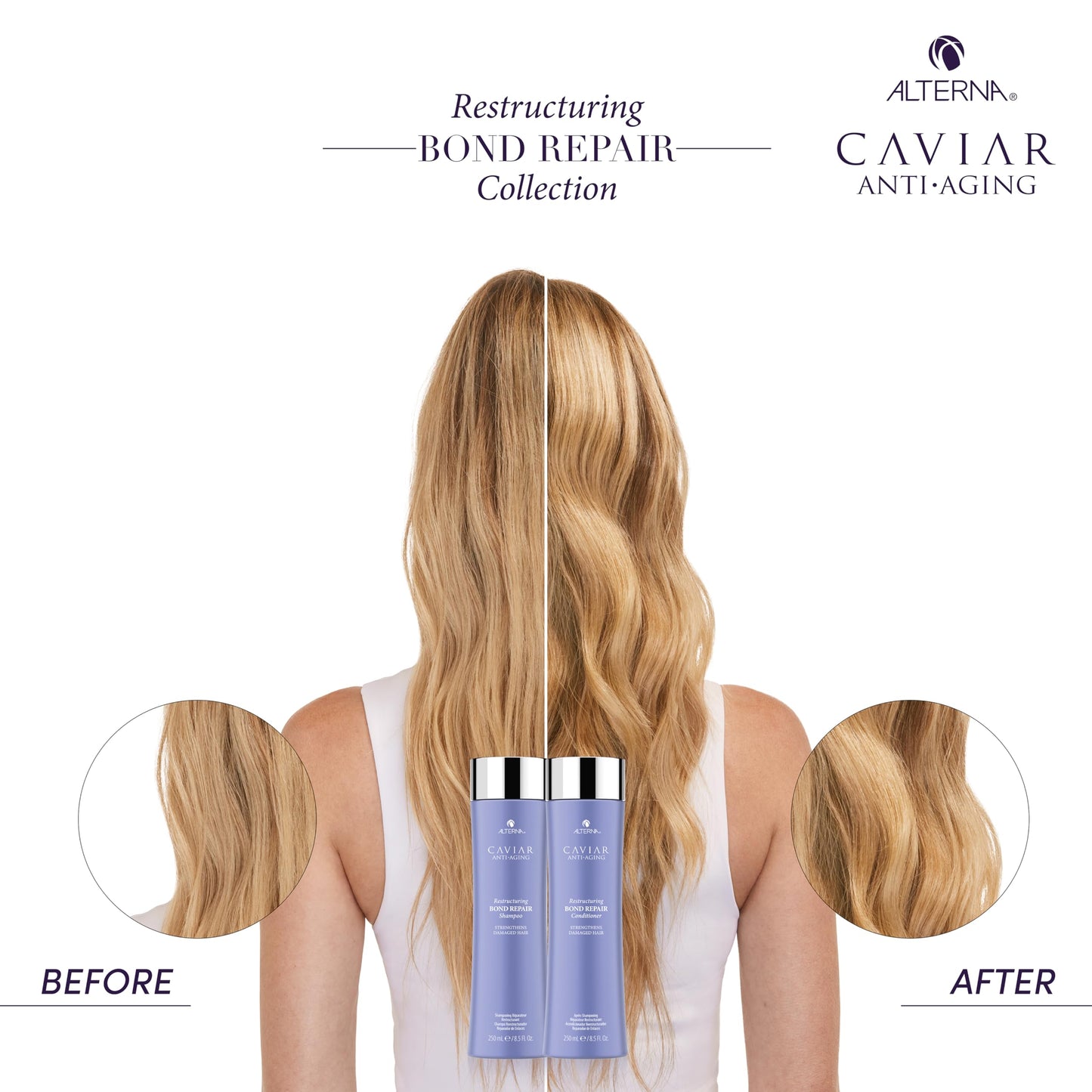 Alterna CAVIAR Anti-Aging Restructuring Bond Repair Conditioner | For Brittle, Damaged and Split Ends | Repairs, Strengthens & Protects Damaged Hair | Sulfate Free