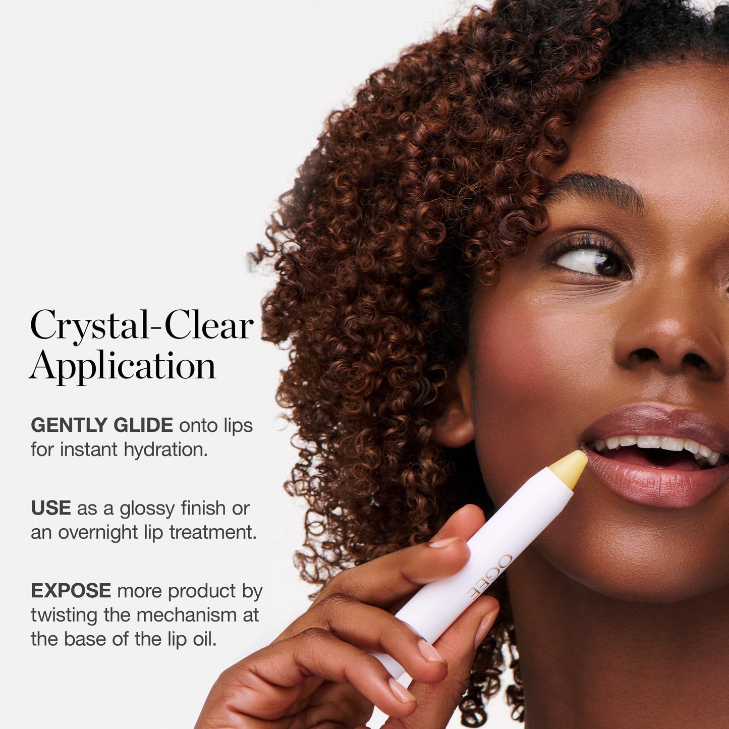 Ogee Sculpted Lip Oil - Lip Stain Made with 100% Organic Coconut Oil, Jojoba Oil, and Vitamin E - Best as Lip Balm or Overnight Lip Treatment - CLEAR