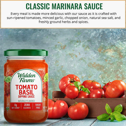 Walden Farms Tomato Basil Pasta Sauce – Zero Calorie, Sugar Free, Keto & No Carb Sauce for Pasta, Veggies & More – 2-Pack, 12 oz Bottles
