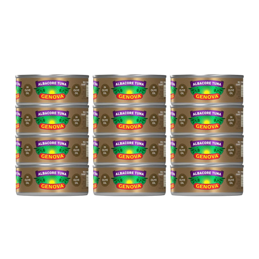 Genova Premium Albacore Tuna in Olive Oil, 5 oz. Cans (Pack of 12), Wild Caught Canned Tuna, Solid White