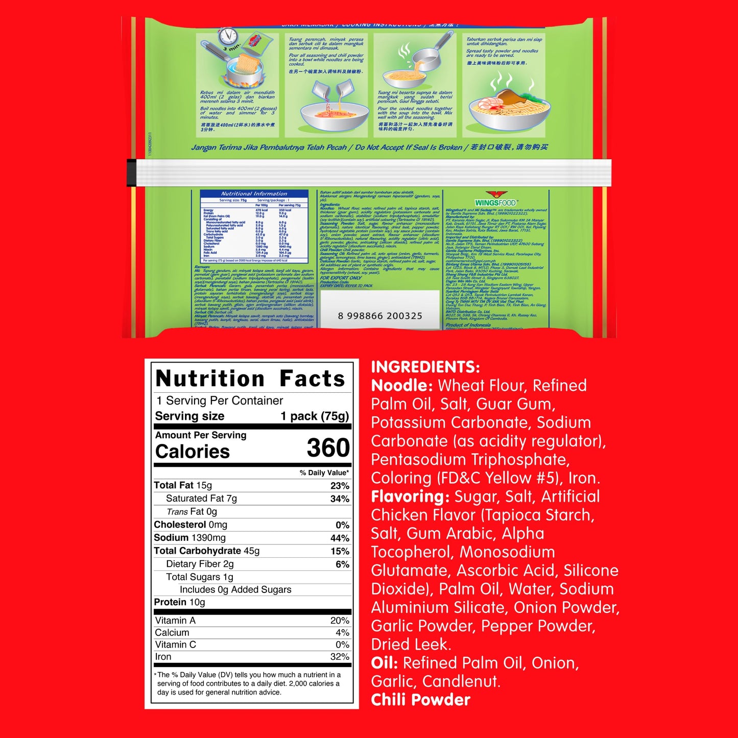 Mi Sedaap — Lime Soup Instant Noodles/Perisa Soto Flavor (Pack of 30)