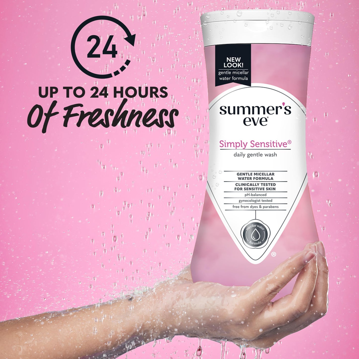 Summer's Eve Simply Sensitive & Fragrance Free Daily Gentle Feminine Body Washes, Remove Odor, pH Balanced, 2x15 fl oz