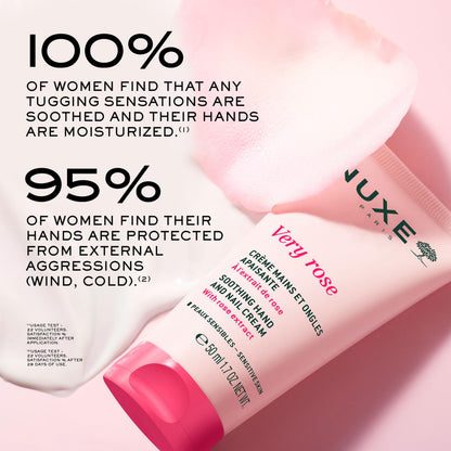 Nuxe Very Rose Hand and Nail Cream, Hydrating & Soothing Hand Moisturizer with Rose Oil Extract, Aloe Vera and Glycerin, 1.7 Fl Oz