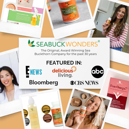 SeabuckWonders Organic Fem-Omega7 Vaginal Moisture Support Softgels, 60 Count, 30 Day Supply, Sea Buckthorn Oil Vaginal Moisturizer, Supports Female Dryness, Feminine Care