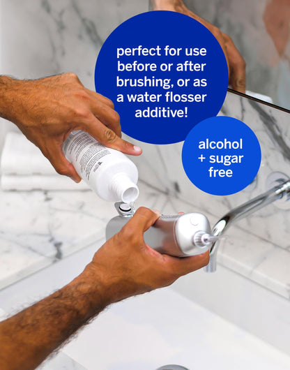Supersmile Frosted Premium Self-Care Kit – Extra Whitening Pre-Rinse 16 Fl Oz, Professional Zina Water Flosser & Smile Book – Whitens Teeth in Hard-to-Reach Places & Supports Gum Health