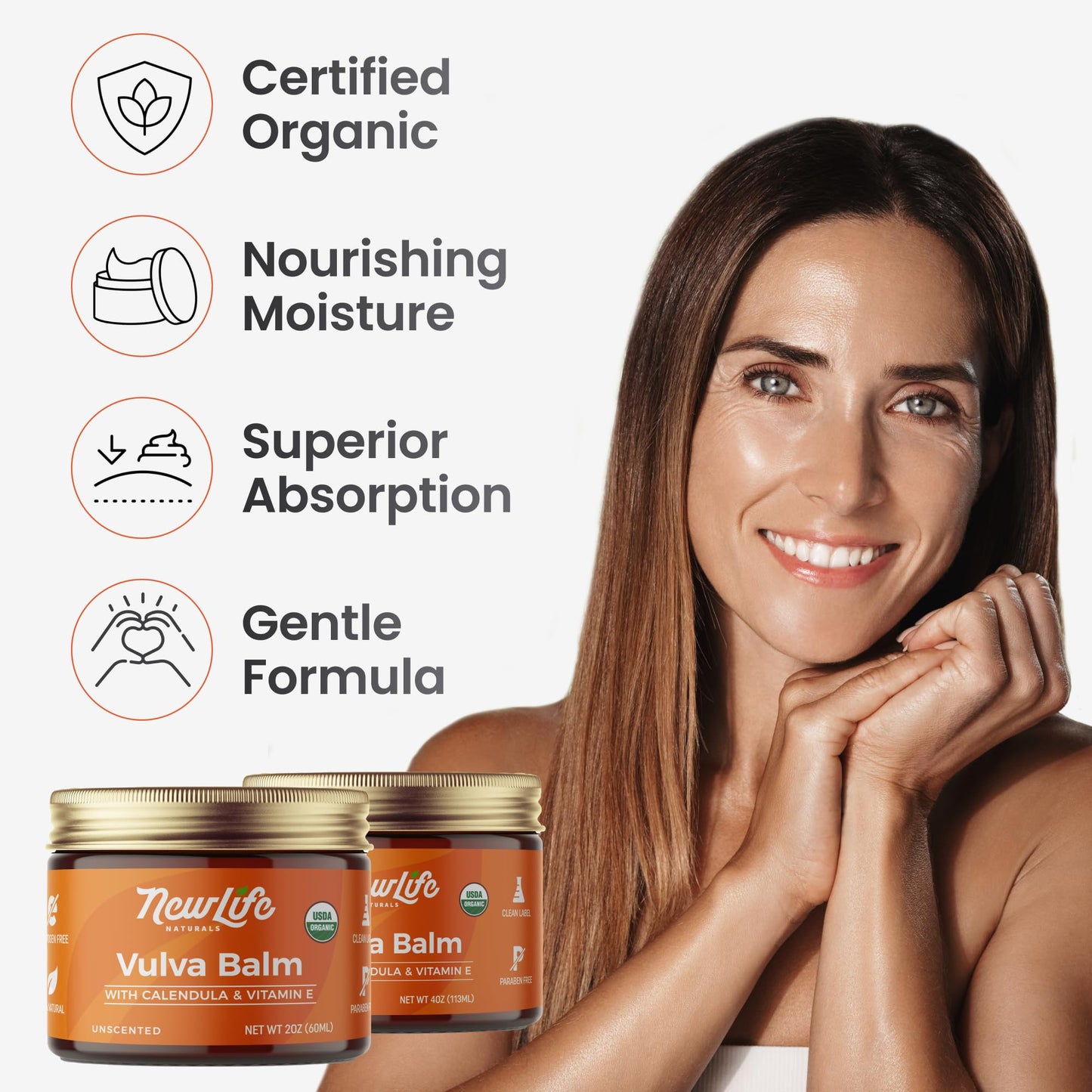 NewLife Naturals Certified Organic Vulva Balm with Calendula & Vitamin E Moisture Support - Itching, Irritation, and Dryness | Estrogen-Free Intimate Feminine Care | 2 Oz