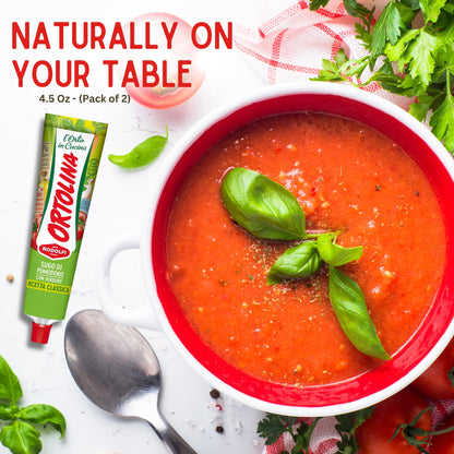 Tomato Paste Tube "Ortolina" Rodolfi Sauce, 130 gr (4.5 Oz) - Pack of 2, Authentic Italian Product with Fresh Tomatoes and Vegetables, Imported from Italy, Additive-free