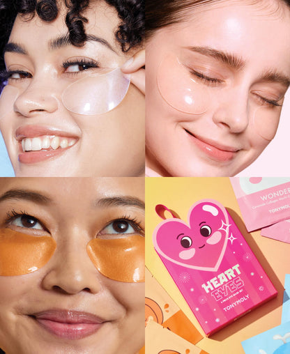 TONYMOLY 6 Pc Assorted Hydrogel Eye Mask Set, Heart Eyes Ornament - Reduce Fine Lines, Wrinkles, Dark Circles, Moisturizing, Nourishing - Collagen, Hyaluronic Acid, Retinol