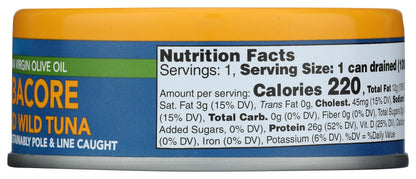 Wild Planet Wild Albacore Tuna in Extra Virgin Olive Oil, 5 oz