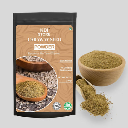 KDI Store Organic Caraway Seed Powder, 100% Natural No Coloring or Chemicals, USDA Certified, (100g)