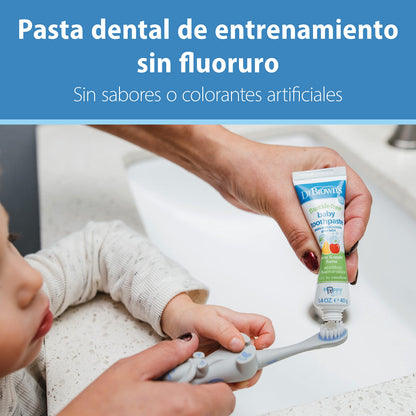 Dr. Brown's Fluoride-Free Baby Toothpaste, Infant and Toddler Oral Care, 1.4oz/40g, 0-3 Years, Apple Pear, 3-Pack