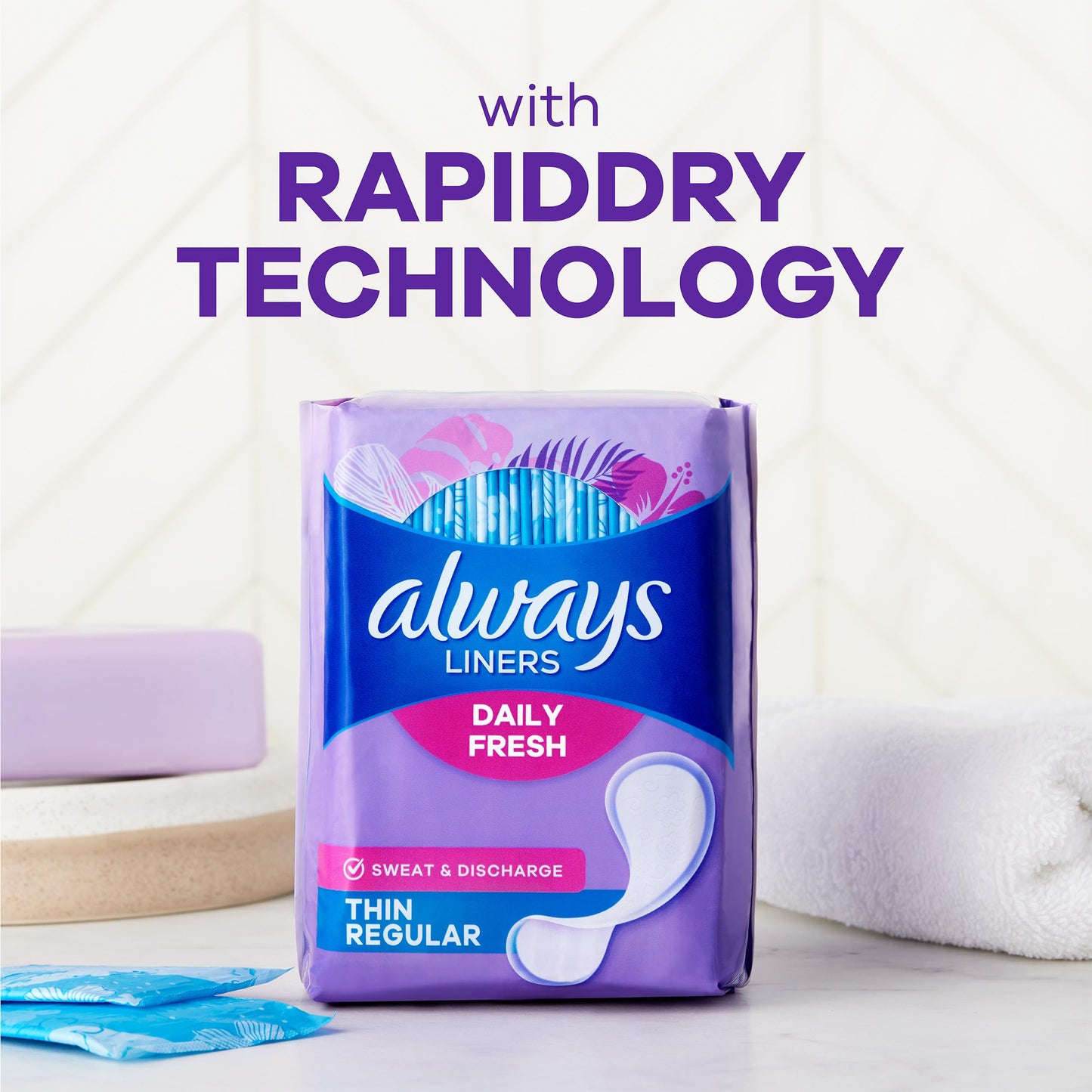 Always Dailies Thin Unscented Panty Liners - Regular - 20ct