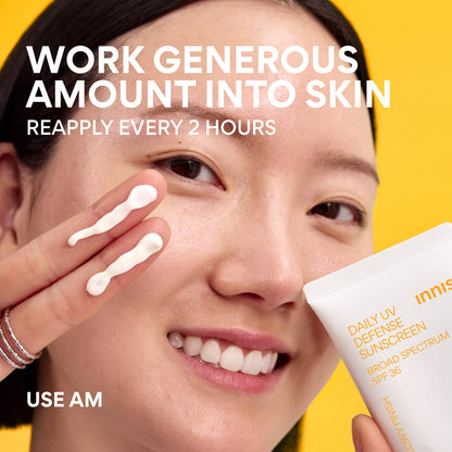 Innisfree Daily UV Defense SPF 36 – Korean Face Sunscreen, Invisible Finish, Broad Spectrum, No White Cast, Lightweight, Hydrating, Available in Gift Sets