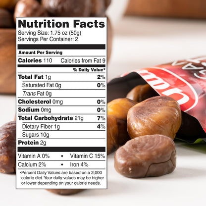 Galil Organic Roasted Chestnuts, Pack of 6, 3.5 oz Bags, Shelled Chestnut, Chestnuts Roasted Peeled