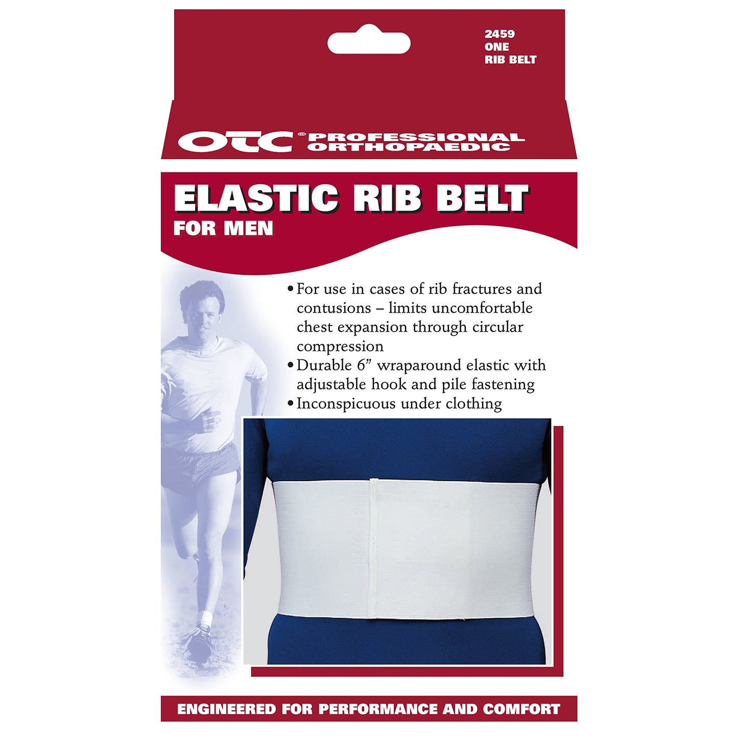 OTC Rib Belt For Men, 6-Inch Chest Panel, Elastic Compression, Universal Fit