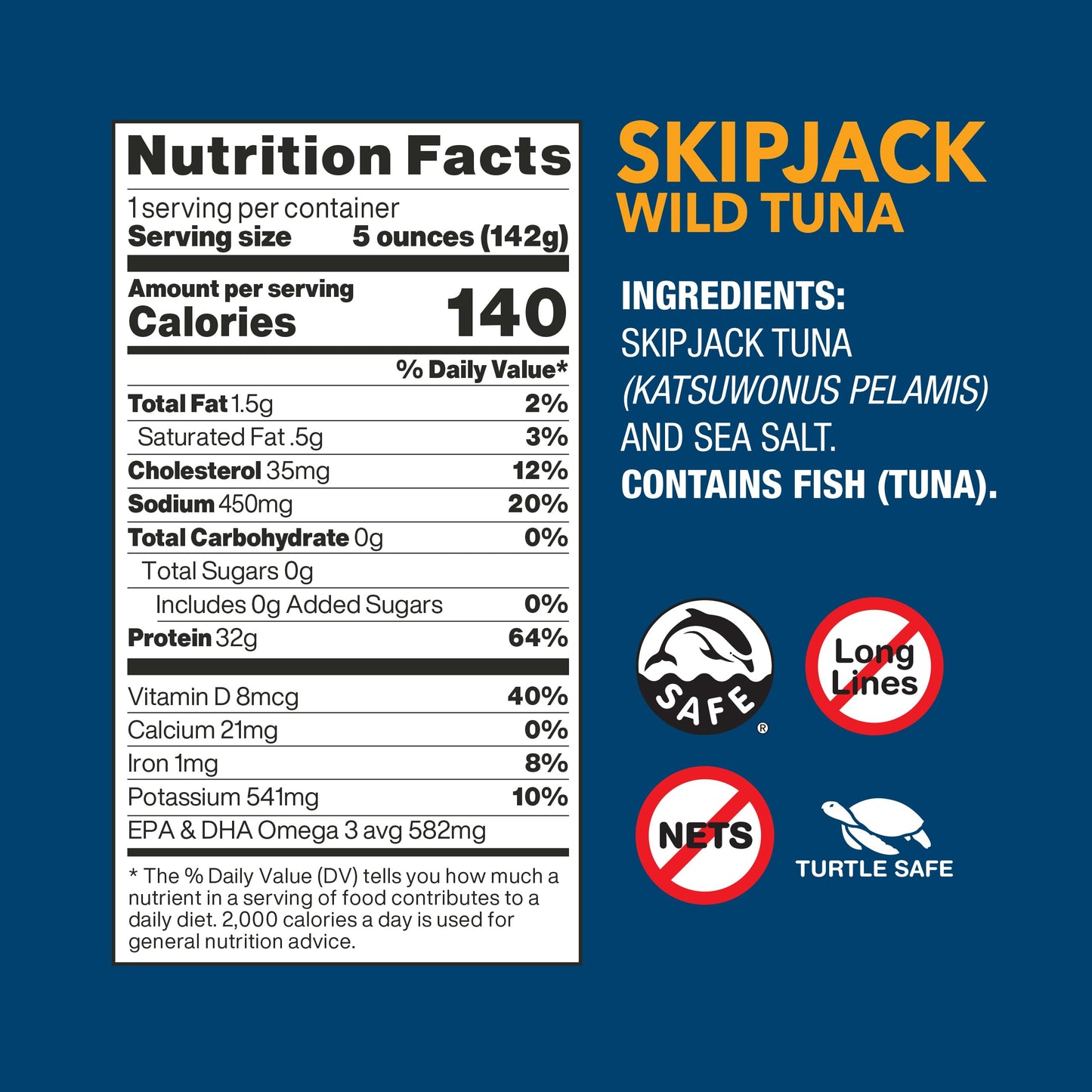 Wild Planet Skipjack Wild Tuna, Sea Salt, Canned Tuna, Pole & Line Sustainably Wild-Caught, Non-GMO, Kosher, 5 Ounce Can (Pack of 12)