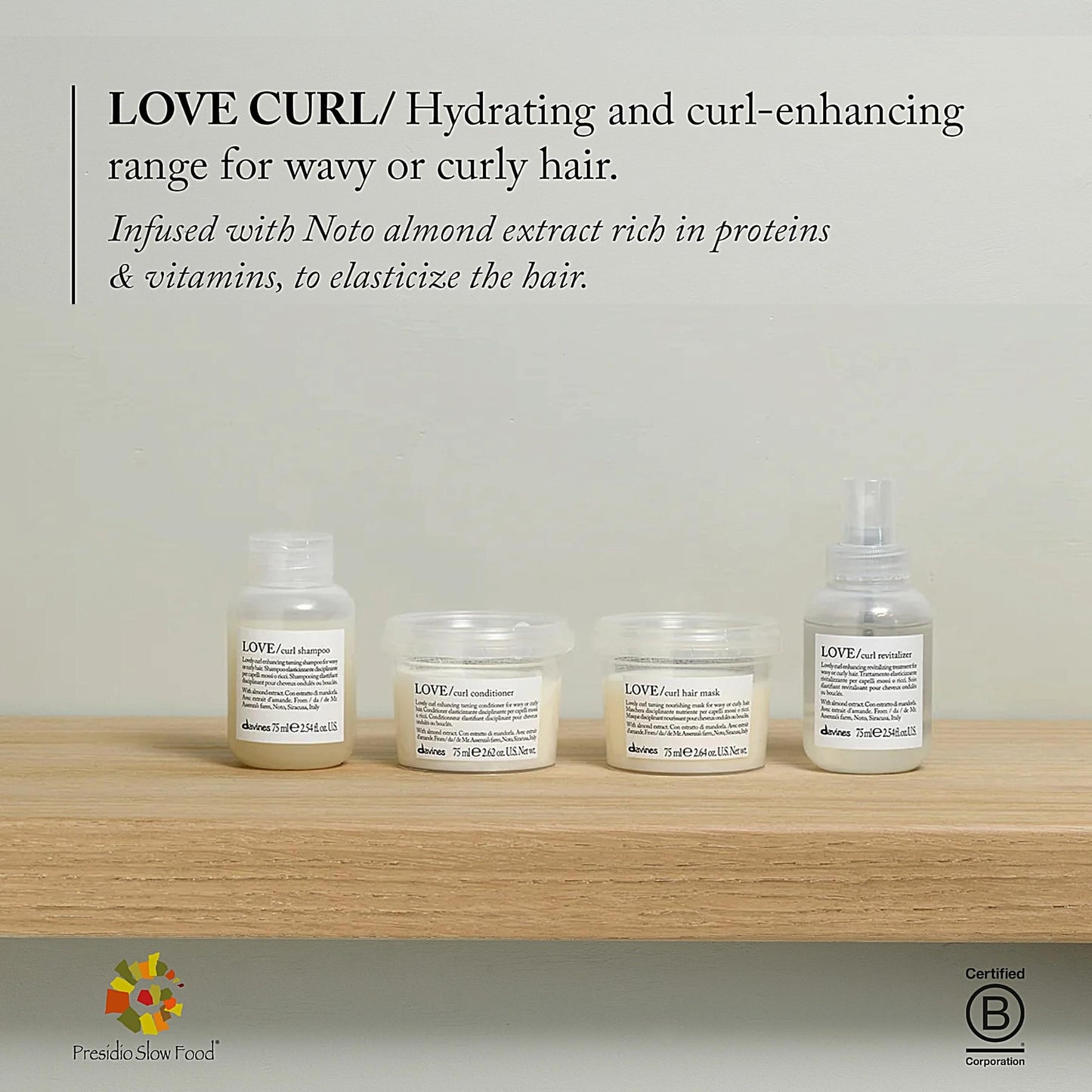 Davines LOVE Curl Shampoo, Enhancing Volume Taming Gentle Formula for Wavy and Curly Hair - Softens, Hydrates, and Boosts Curl Elasticity with Almond Extract, Travel Size, 2.54 Fl Oz