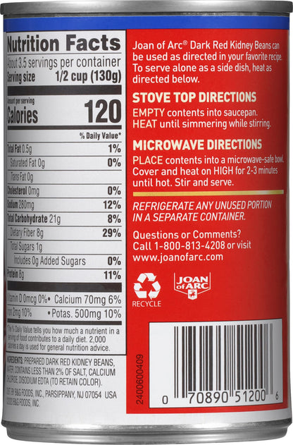 Joan of Arc Beans, Dark Red Kidney, 15.5 Ounce