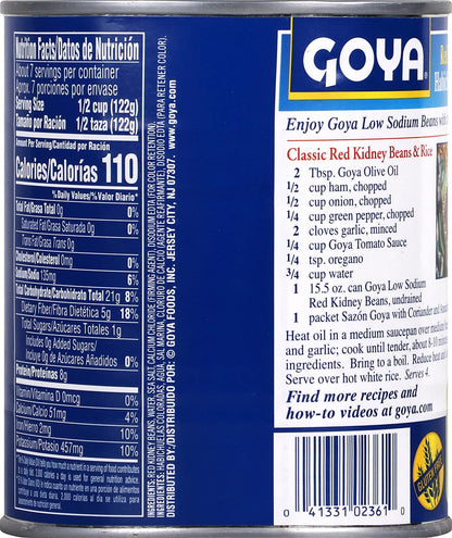 Goya Foods Low Sodium Red Kidney Beans, 29 Ounce (Pack of 12)
