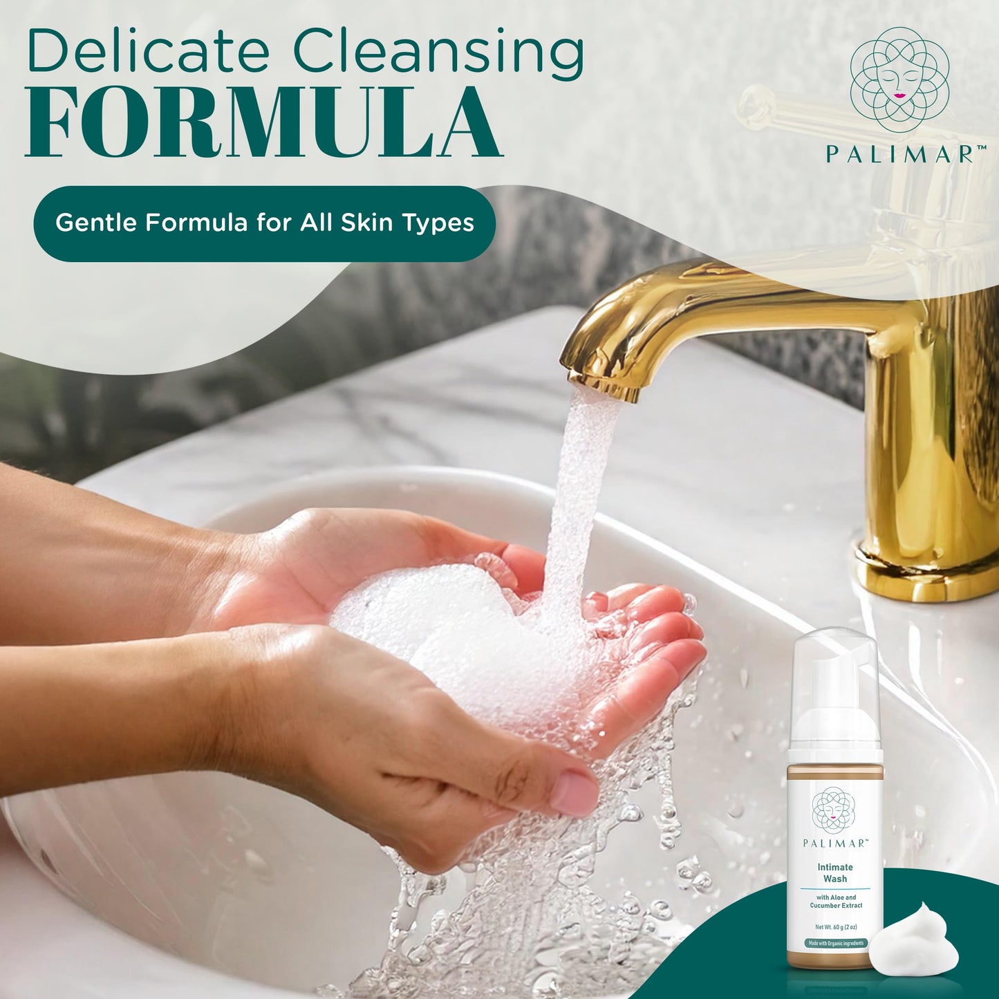 Intimate Wash - Gentle Foam Cleanser for pH Balance Feminine Wash, Hydration, Cooling Effect, Odor Control pH Balance, Natural Ingredient