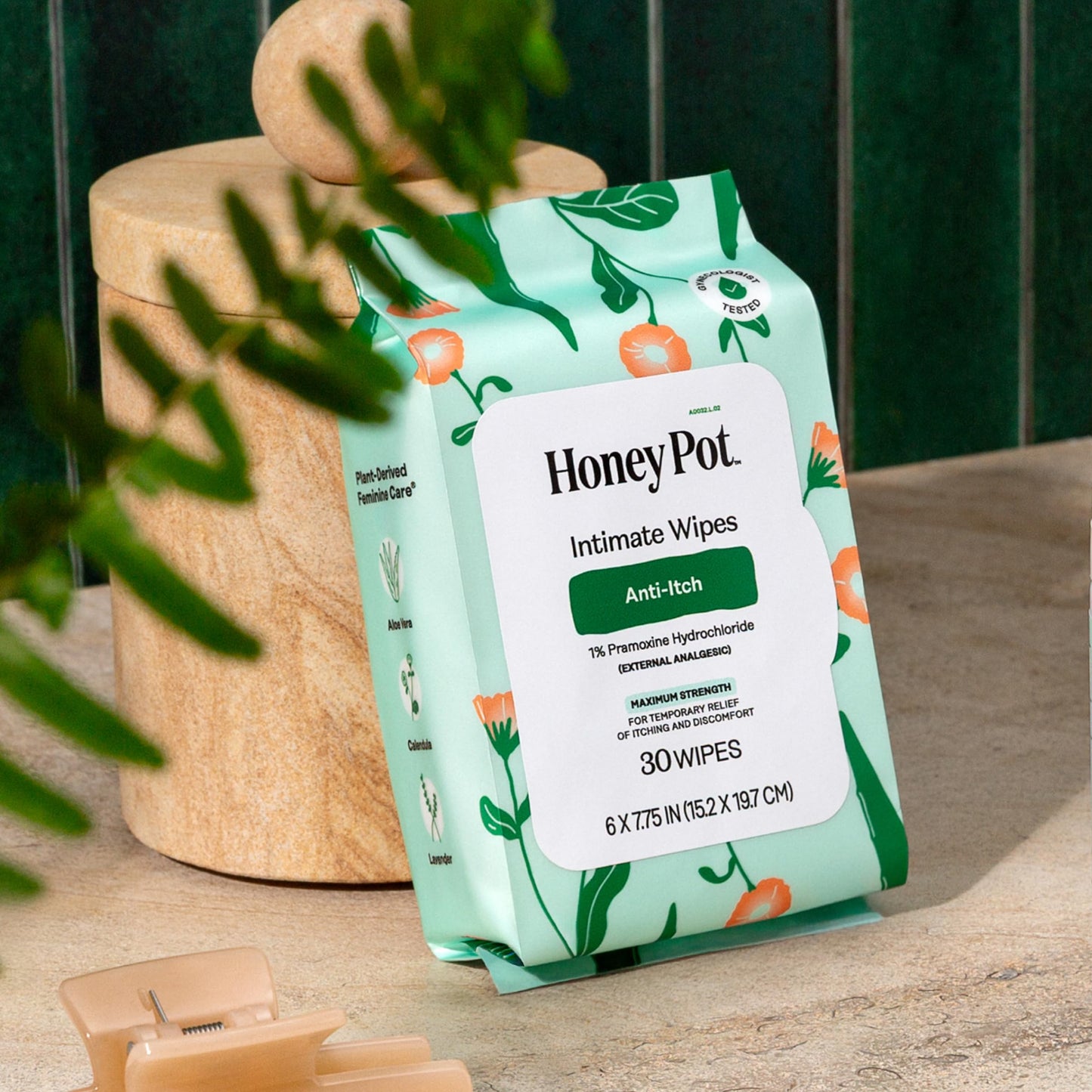 The Honey Pot Company - Anti-Itch Soothing Feminine Wipes - At Home or On the Go Medicated for Temporary Relief of Itching and Discomfort - Maximum Strength - 30 ct.