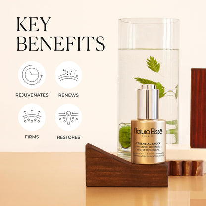 Natura Bissé Essential Shock Intense Retinol Night Renewal Serum, Firming & Resurfacing Serum, Hydrates, Firms & Rejuvenates, For All Skin Types, 1 Oz