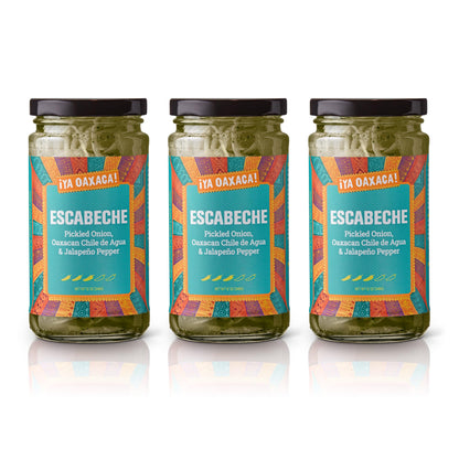 Ya Oaxaca - Escabeche - Pickled Onion, Oaxacan Chile de Agua, & Jalapeno Pepper - Enjoy on Tacos & Sandwiches or with Grilled Chicken, Pork, & Veggies - Vegan, Non-GMO, Gluten Free - 12oz (Pack of 3)