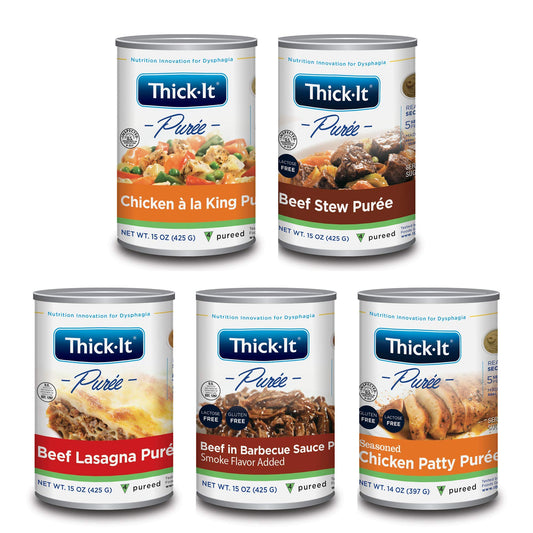 Thick-It Pureed Protein Variety Pack for Dysphagia (IDDSI), Digestible Swallowing Aid, Made with Real Ingredients, Simple-to-Use, 14 & 15 oz Cans (12 Pack)