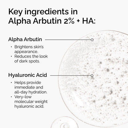The Ordinary Alpha Arbutin 2% + Hyaluronic Acid, Brightens Skin and Targets Dark Spots, 1 Fl Oz