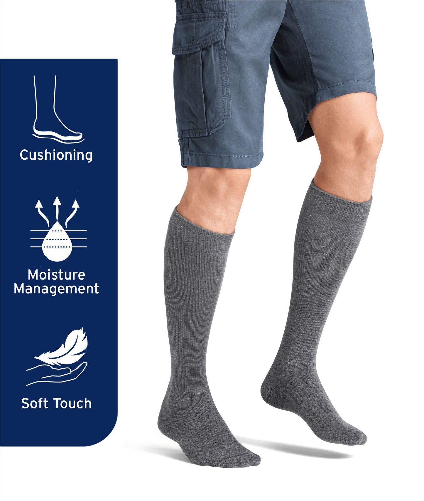 JOBST ActiveWear 20-30mmHg Compression Socks Knee High, Closed Toe, Cool White, Medium