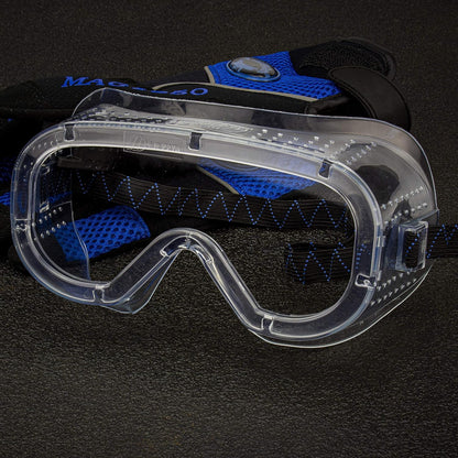 NEIKO 53874A 4 Pack Clear Protective Lab Safety Goggles Chemistry, Scientific, Construction Goggles, Contractor Work, Woodworking, Anti-Fog and Splash, Includes Ventilation and for Men and Women