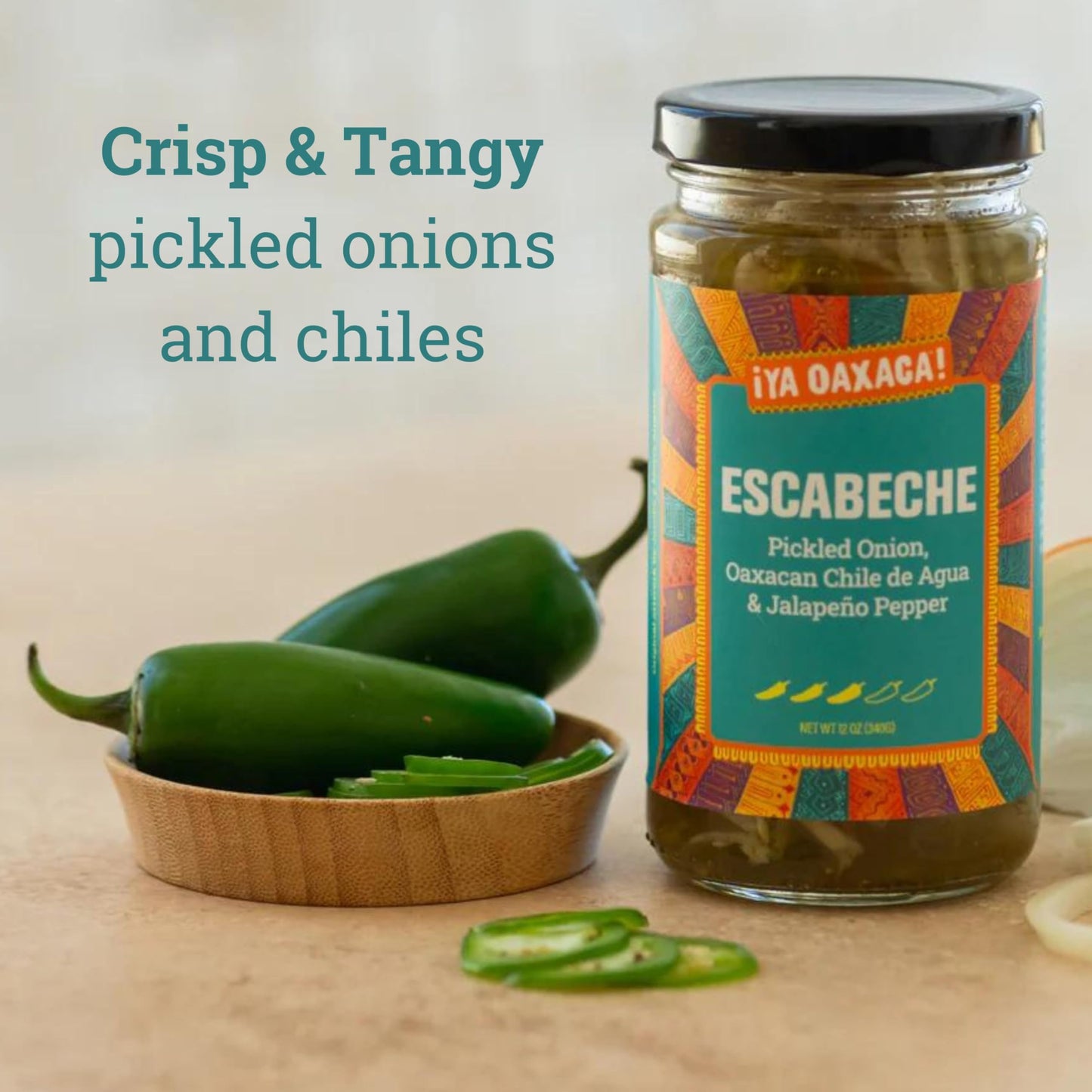Ya Oaxaca - Escabeche - Pickled Onion, Oaxacan Chile de Agua, & Jalapeno Pepper - Enjoy on Tacos & Sandwiches or with Grilled Chicken, Pork, & Veggies - Vegan, Non-GMO, Gluten Free - 12oz (Pack of 3)