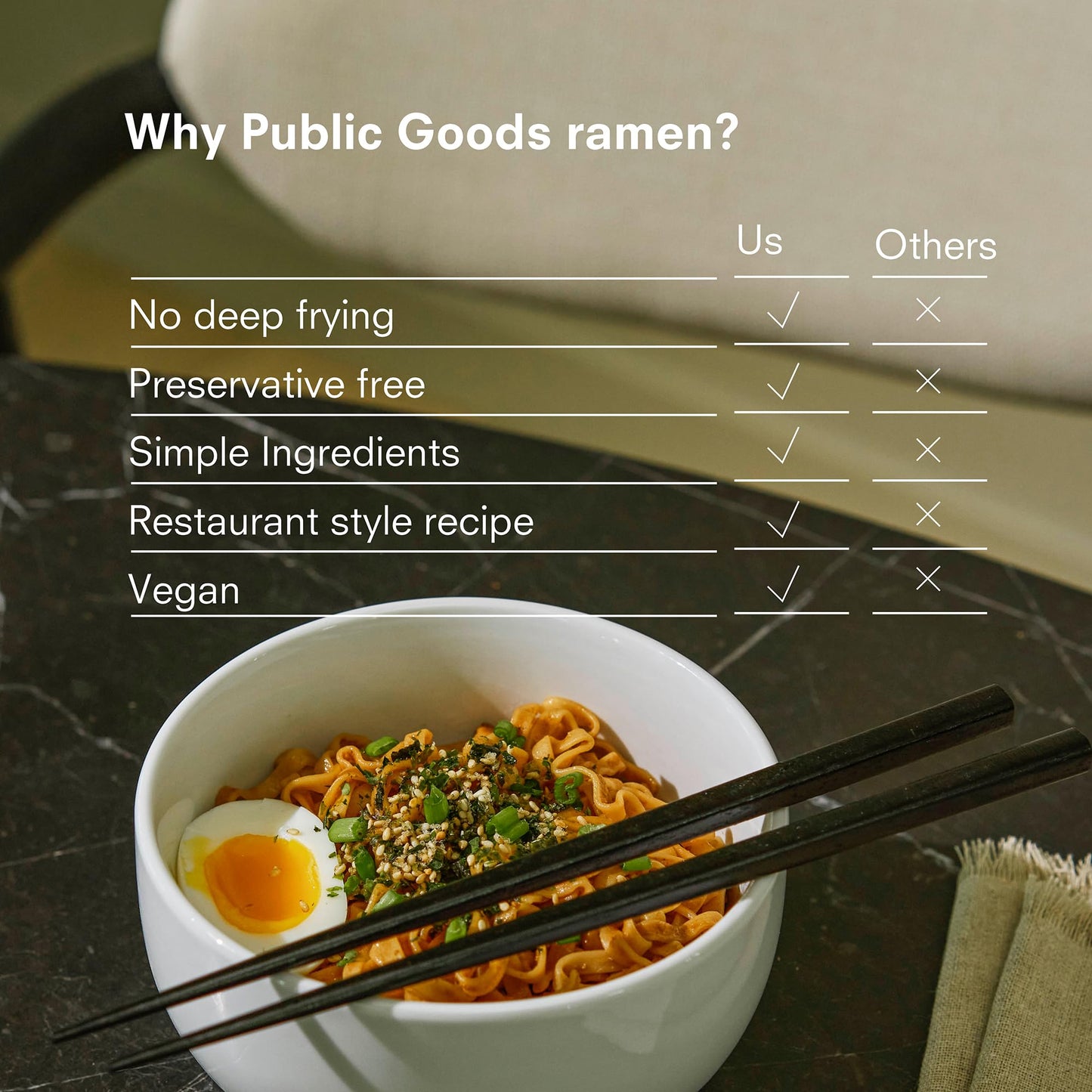 Public Goods Ramen Noodles | Brothless Vegan & Vegetarian Instant Ramen | Healthy, High Protein Asian Noodle | Preservative Free | No Added MSG | Spicy Sesame Oil (10 Pack)