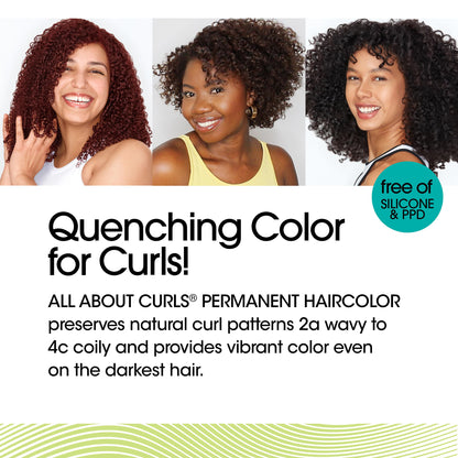 All About Curls Permanent Hair Color Dye For Curly Hair | 100% Gray Coverage | Nourished & Radiant Curls | Vibrant Shine & Color