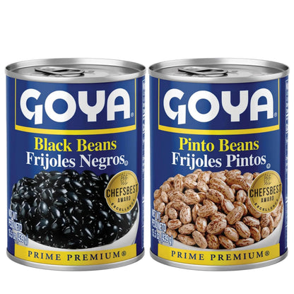 Goya Canned Beans Variety Pack, Black Beans & Pinto Beans, Pantry Staples for Soups, Rice Dishes & Everyday Meals, 15.5oz Each