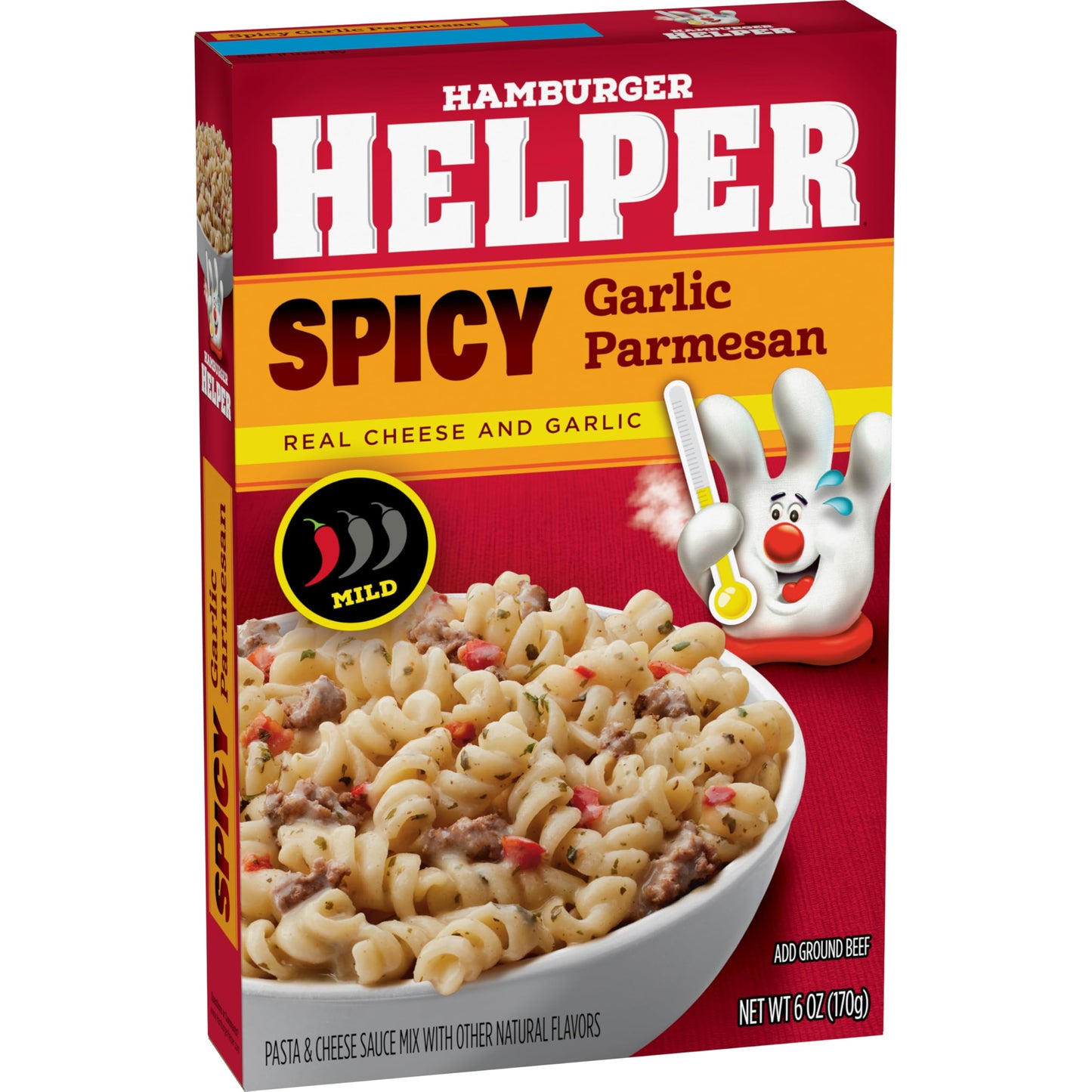 Hamburger Helper Spicy Parmesan Garlic Pasta Meal (6 oz) No Artificial Flavors, Ready in 3 Easy Steps, Quick Meals for Midweek Dinners, Busy Evenings & Families On-the-Go
