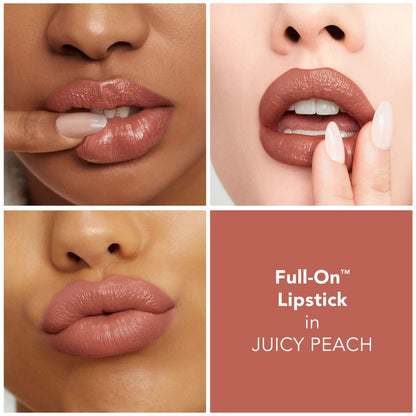 BUXOM Full-On Plumping Satin Lipstick, Pigment-Rich Creamy Lip Color, Infused with Peptides, Hyaluronic Acid & Sunflower Wax, Satin Finish, Weightless, Cruelty Free