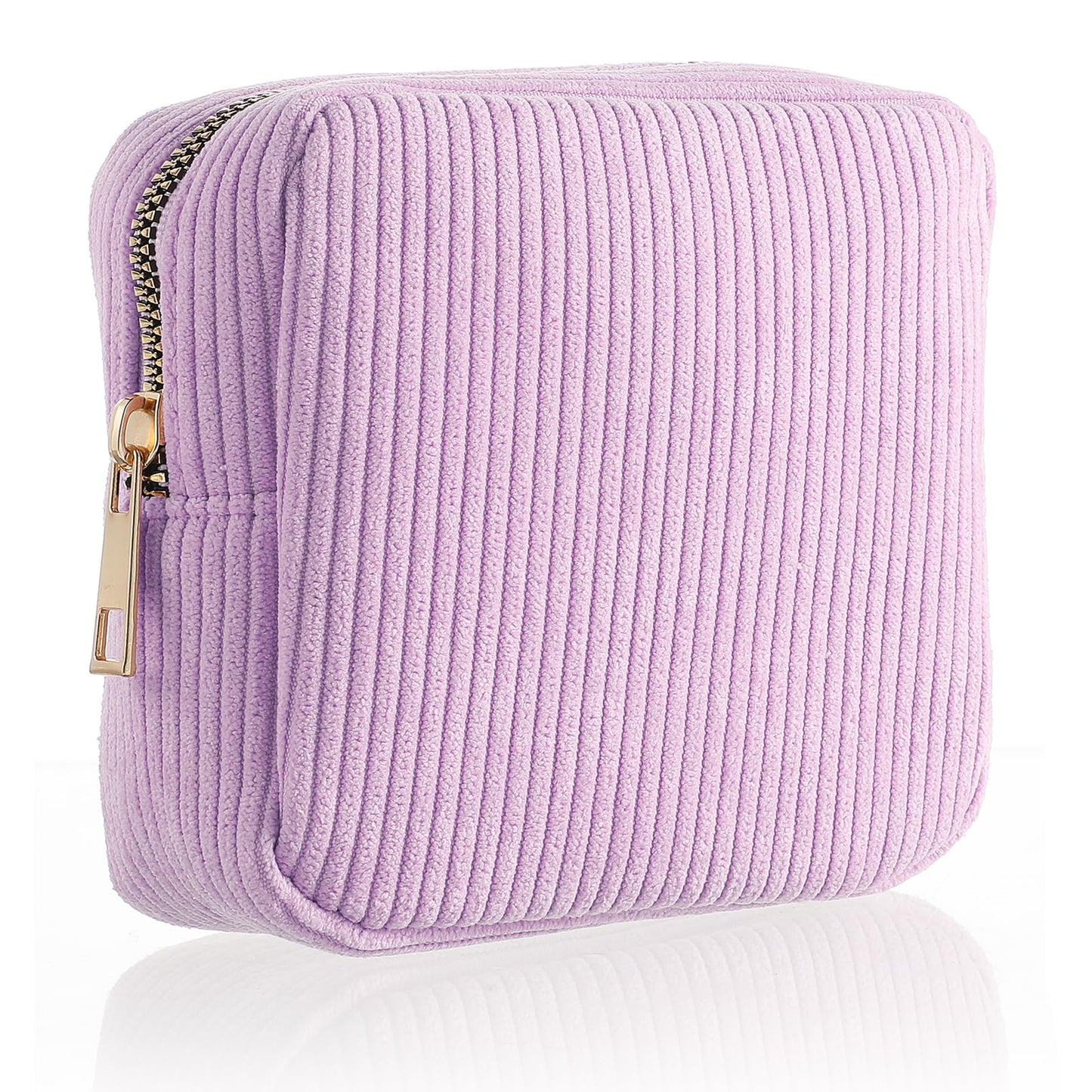 Feminine Menstrual Care Bags for Teen Girls, Mini Corduroy Period Bag for Storing Sanitary Napkins Portable Makeup Pouch with Zipper Cosmetic Bag Tampon Pad Holder for Women Travel Purse (Purple)