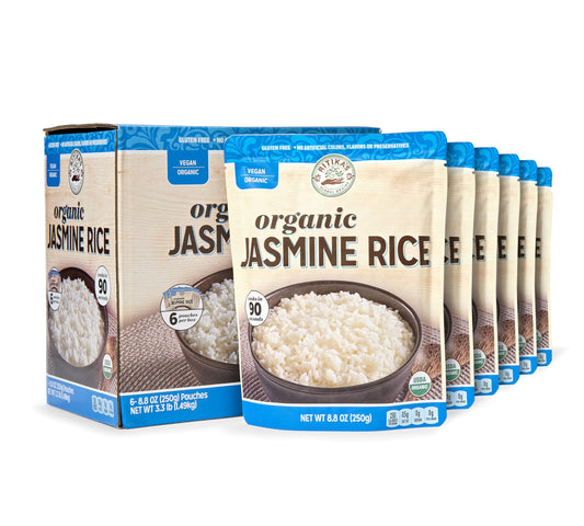 Ritika’s Global Grains Certified Organic Jasmine Rice, Ready in 90 Seconds, 8.8 oz Pouches (6-Count Pack)
