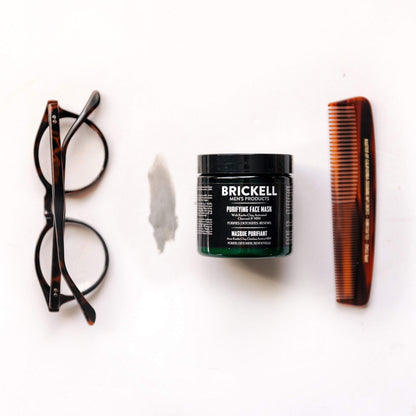 Brickell Men's Purifying Charcoal Face Mask Skin Care Product, Natural and Organic Activated Charcoal Facial Mask With Detoxifying Kaolin Clay, 4 Ounce, Unscented