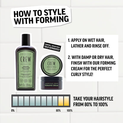 AMERICAN CREW Men's Pre-Styler Forming Shampoo for Textured & Curly Hair, Anti-Frizz & Curl Defining, With Jojoba Oil, Vegan, 8.5 fl oz
