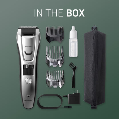 Panasonic Multi-Groomer Electric Beard Trimmer for Men, Men’s Trimmer for Beard, Hair and Body, 39 Trim Length Settings with 3 Attachments, Corded/Cordless Operation – ER-GB80-S (Silver)
