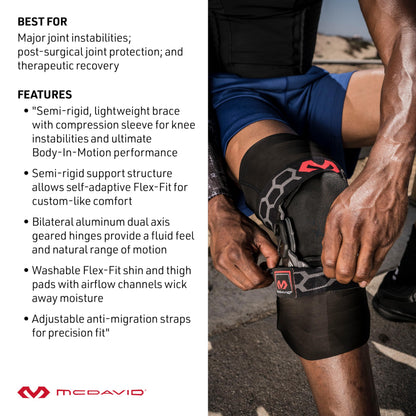 McDavid Knee Brace, Heavy Duty Hinged Knee Braces for Knee Pain, Instabilities, Ligament, ACL, MCL, PCL, Meniscus Injury, Pain Relief, Recovery, Preventive Hyperextension, Left or Right Side