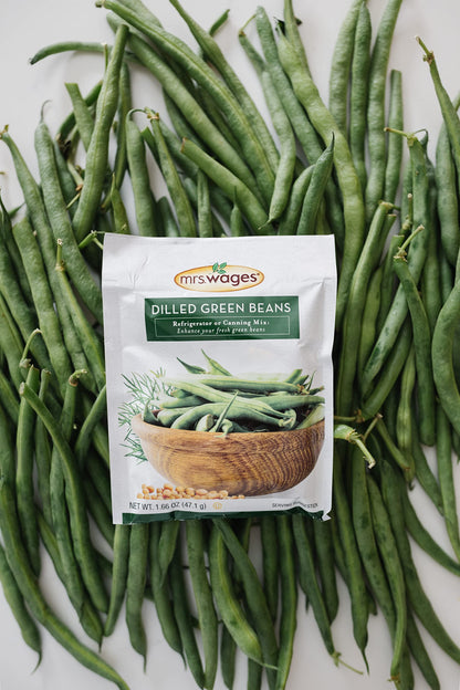 Mrs. Wages Dilled Green Beans Refrigerator or Canning Mix | Quick and Easy | Simple-To-Use | Perfect Balance of Sour & Savory | 1.66 oz Packet (Value Pack of 12)